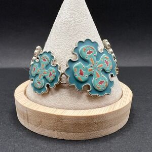 Lucky Brand Blue Enamel Maltese Cross Bracelet Silver Tone Teal Toggle Bohemian